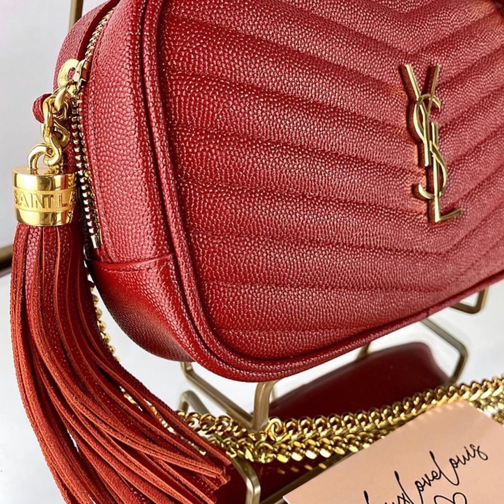 YSL red Lou Mini Leather Crossbody Bag - Picture 6 of 7
